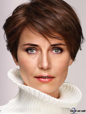 Damen Perücken Braun Cropped Wellige Boycuts Perücken