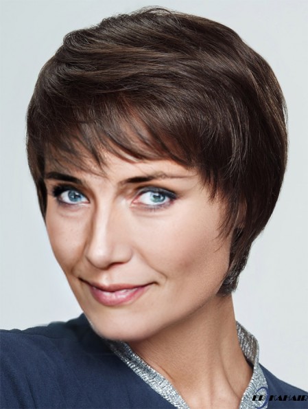 Haarperücken Braun Cropped Straight Boycuts Perücken