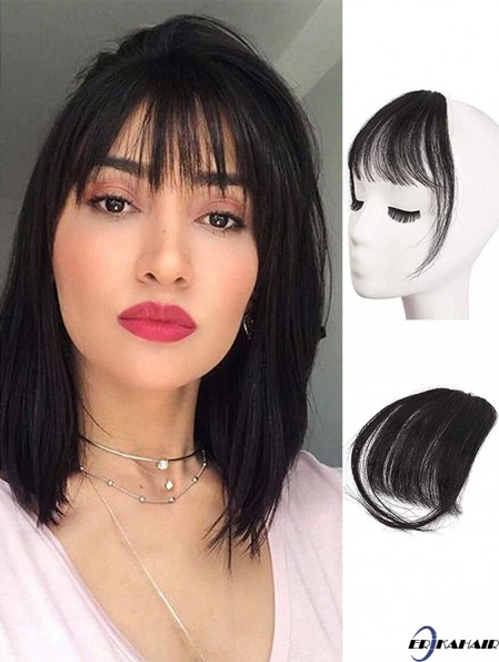Clip in Fringe Menschliches Haar 100% Real Hair Fringe Extensions Clip in French Bangs Fringe mit Tempeln Clip auf Fringe Bangs Real Hair Pieces für Frauen Natürliche Farbe Waschbar