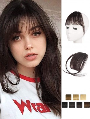Clip in Fringe Menschliches Haar 100% Real Hair Fringe Extensions Clip in French Bangs Fringe mit Tempeln Clip auf Fringe Bangs Real Hair Pieces für Frauen Natürliche Farbe