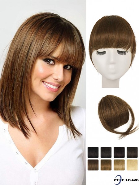 Clip in Fringe Menschliches Haar 100% Real Hair Fringe Extensions Clip in French Bangs Fringe mit Tempeln Clip auf Fringe Bangs Real Hair Pieces für Frauen Natürliche Farbe Waschbar