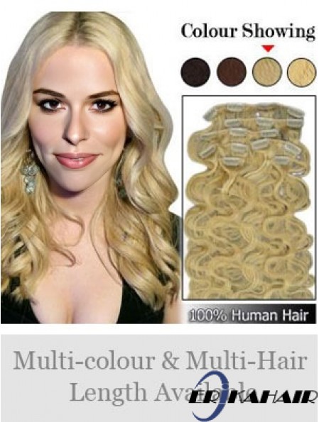 Designed Blonde Wavy Remy Echthaar-Clip in Haarverlängerungen