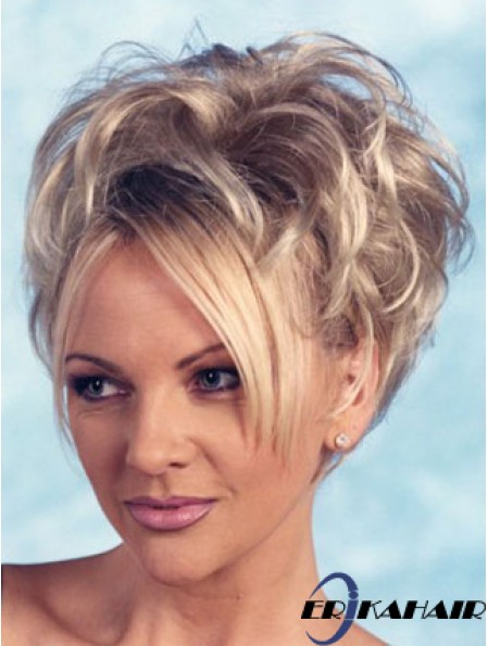 Curly Synthetic Blonde Short Fashion 3/4 Perücken