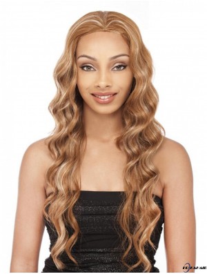 Welliges brasilianisches Remy Haar Blond Lange Weiche 3/4 Perücken