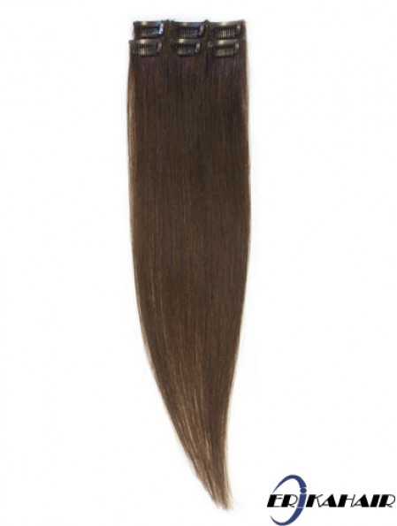 Beliebte Brown Straight Remy Echthaarspange in Haarverlängerungen