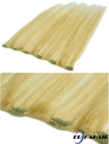 Erschwingliche Blonde Straight Remy Echthaarspange in Haarverlängerungen