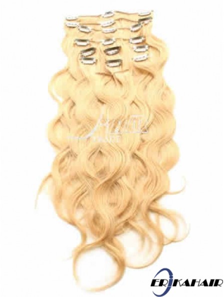 Ideal Blonde Curly Remy Echthaarspange in Haarverlängerungen