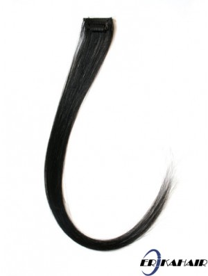 Exquisite Black Straight Remy Echthaarspange in Haarverlängerungen