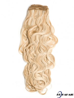 Curly Remy Echthaar Blond Stilvolle Schussverlängerungen