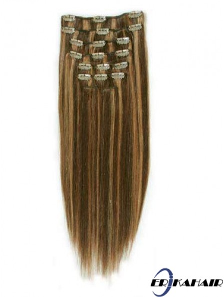 Mode Brown Straight Remy Echthaarspange in Haarverlängerungen