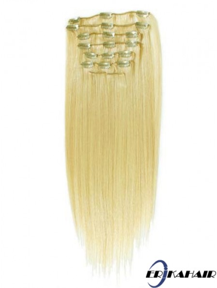 Style Blonde Straight Remy Echthaarspange in Haarverlängerungen