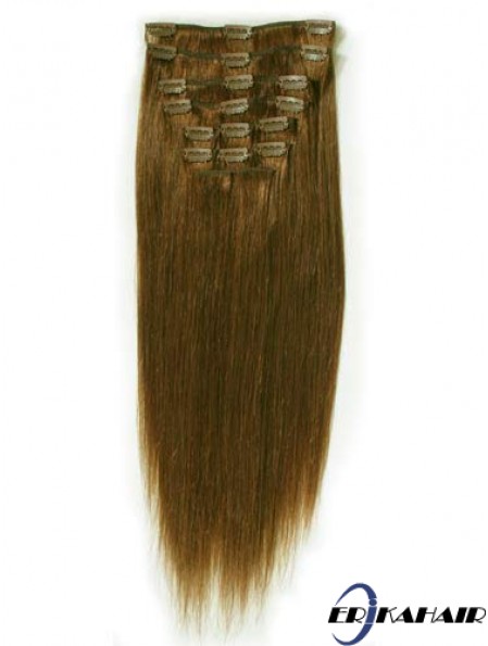 Ideal Brown Straight Remy Echthaarspange in Haarverlängerungen