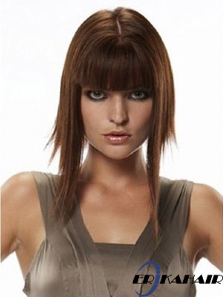 Echthaar Haarteile Straight Style Lange Länge Auburn Farbe