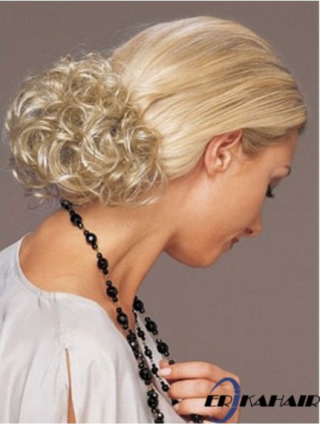 Idealer blonder lockiger synthetischer Clip in Haarteilen
