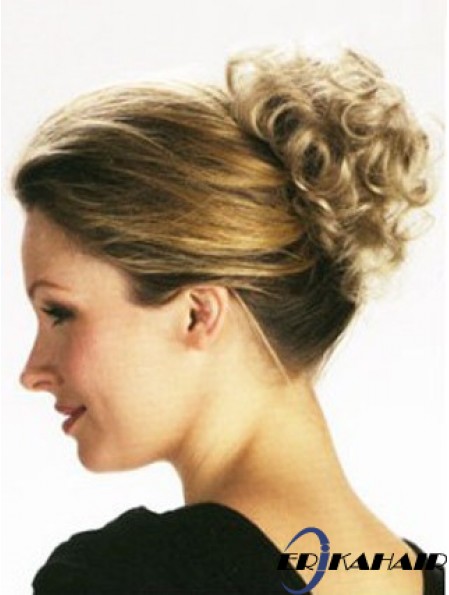 Stil Blonde Curly Synthetic Clip In Haarteilen