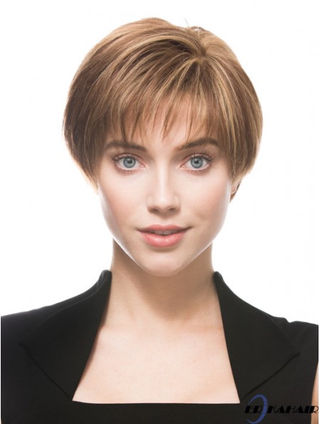 Monofilament Human 100% handgebundene Boycuts Short Length Straight Style