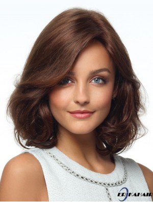 Lockiges Echthaar Perücken mit Monofilament Layered Cut Brown Perücke Bestellen