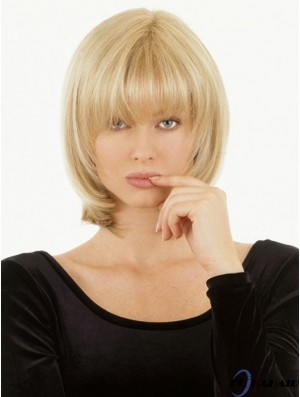 Blonder Echthaar-Topper mit Pony
