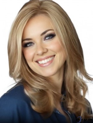 Blonde Lange Lace Echthaarperücke Damenperücken