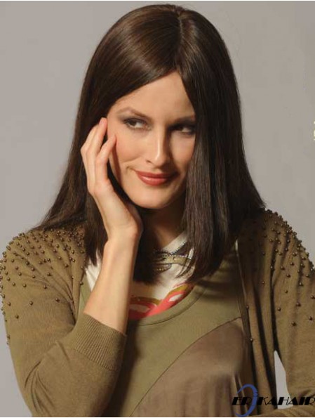 Glattes Haar Menschliche Perücken Lange Länge Gerade Stil Braune Farbe