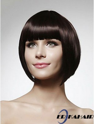 Günstige menschliche Bob Perücken Kinn Länge Bobs Cut Black Farbe Straight Style