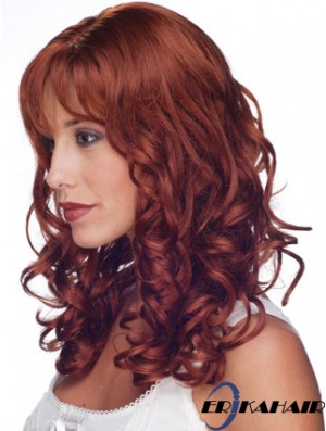 16  inchRed Remy Mensch lockig lang mit Pony Monofilament Perücke Sale UK