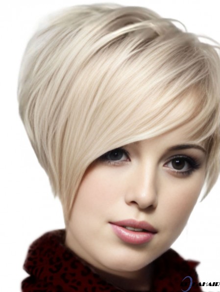 Echthaar gerade Perücken mit Monofilament blonde Farbe Kinnlänge