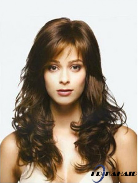 Brown Long Top Wellig Mit Pony Lace Perücken