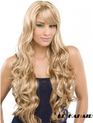Lange 100% handgebundene gewellte mit Pony Monofilament Lace Front Perücken