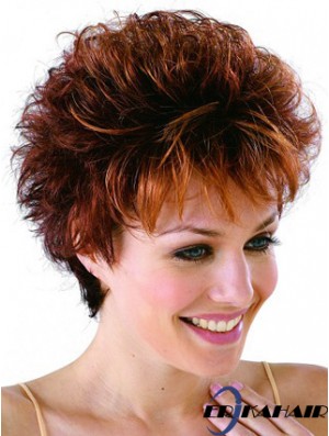 Remy Human Cropped Lace Front lockige zierliche Monofilament Cap Perücken
