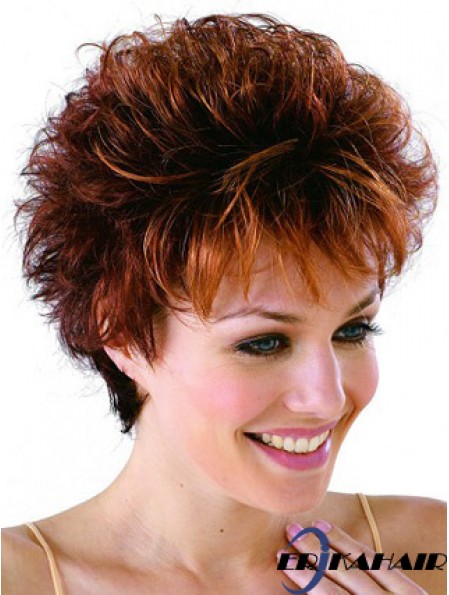 Remy Human Cropped Lace Front lockige zierliche Monofilament Cap Perücken