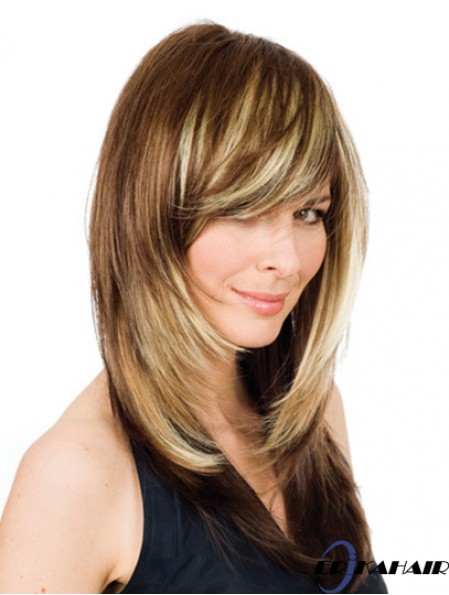 16 Zoll Blonde Long Layered Wavy bequeme Spitze Perücken