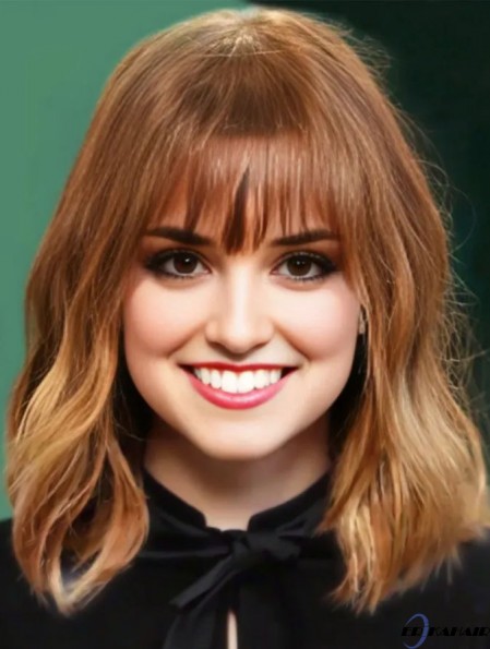 Lace Front Emma Stein Perücken Echthaar UK Mit Pony Wellige Stil Kurzfarbe