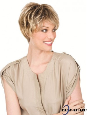 Echthaar blonde Perücken mit Lacr Front Kinn Länge Straight Style