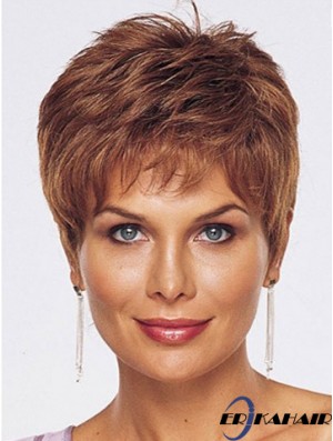 Straight Style Cropped Length Auburn Farbe Perücke