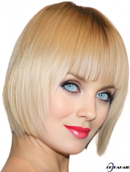 Blonde Kinnlänge 100% handgebundene 10 Zoll  Perücken