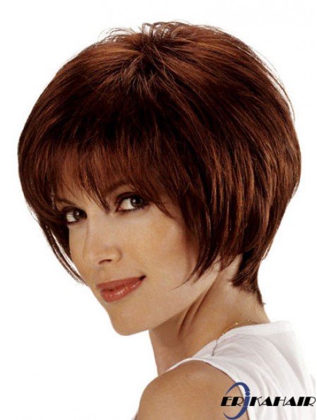 Mensch Bob Haar Perücken Remy Spitze Front Kinn Länge Auburn Farbe