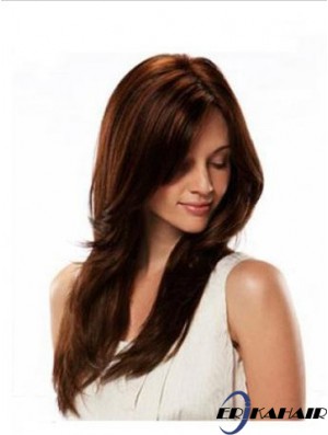 Monofilament Perücke Menschenhaar Auburn Farbe Straight Style Long Length