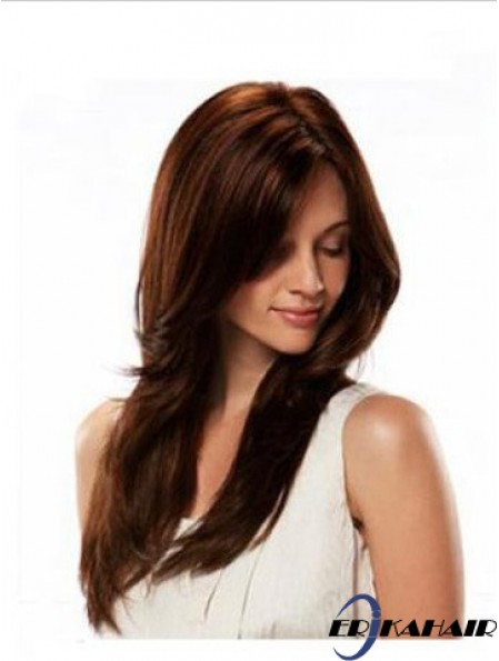 Monofilament Perücke Menschenhaar Auburn Farbe Straight Style Long Length