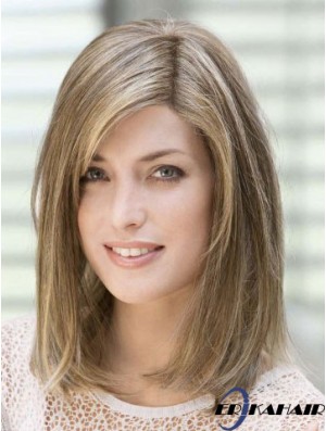 14 Zoll Flexibilität Blond mit Pony Monofilament Perücken