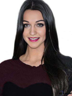 Lange gerade schwarze  Perücken Echthaar für schwarze Frauen mit Monofilament