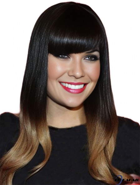  Haar Ombre / 2 Farbe mit Pony Monofilament lange Länge