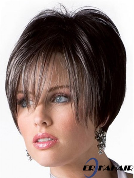 Boycuts Trendy Straight Brown kurze Echthaar Perücken