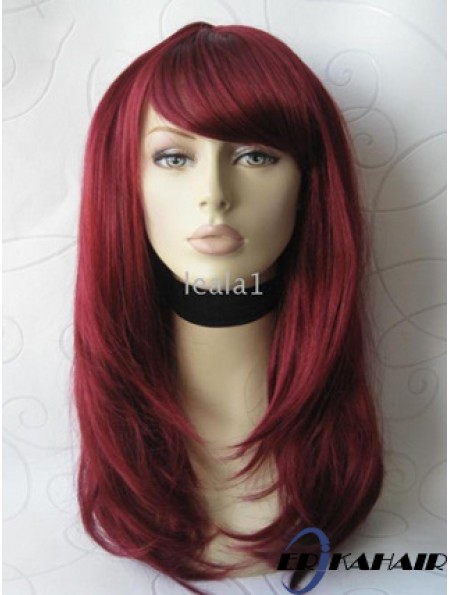 Front Lace Perücke mit Pony lange Länge gerade Stil rote Farbe