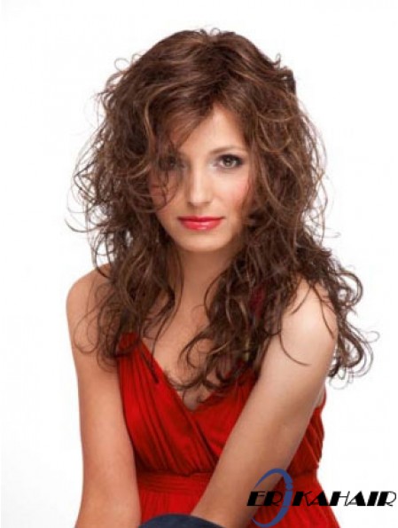 Curly Monofilament Perücken 100% handgebundener, langer, geschichteter Schnitt