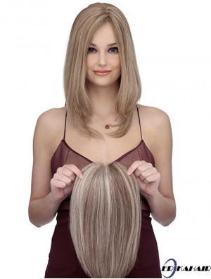Schulterlange gerade ohne Pony Günstige blonde Spitze vorne Perücken