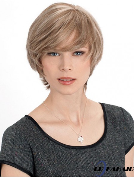 Monofilament Straight Layered Chin Länge 8 Zoll Rabatt Echthaar Perücken