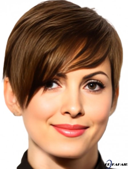 Brown Cropped Straight Boycuts Lace Front 6 Zoll  Perücken