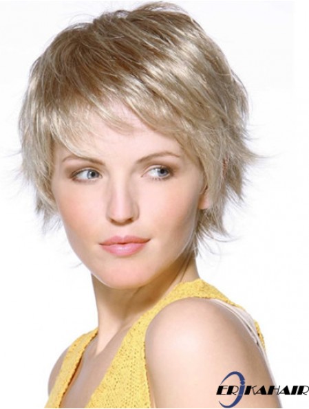 8 Zoll blonde Kinn Länge geschichtet gerade gerade wunderschöne Spitze Perücken