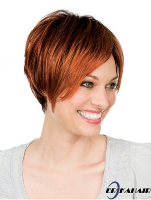 8 Zoll Auburn Short mit Pony Straight Great Lace Perücken